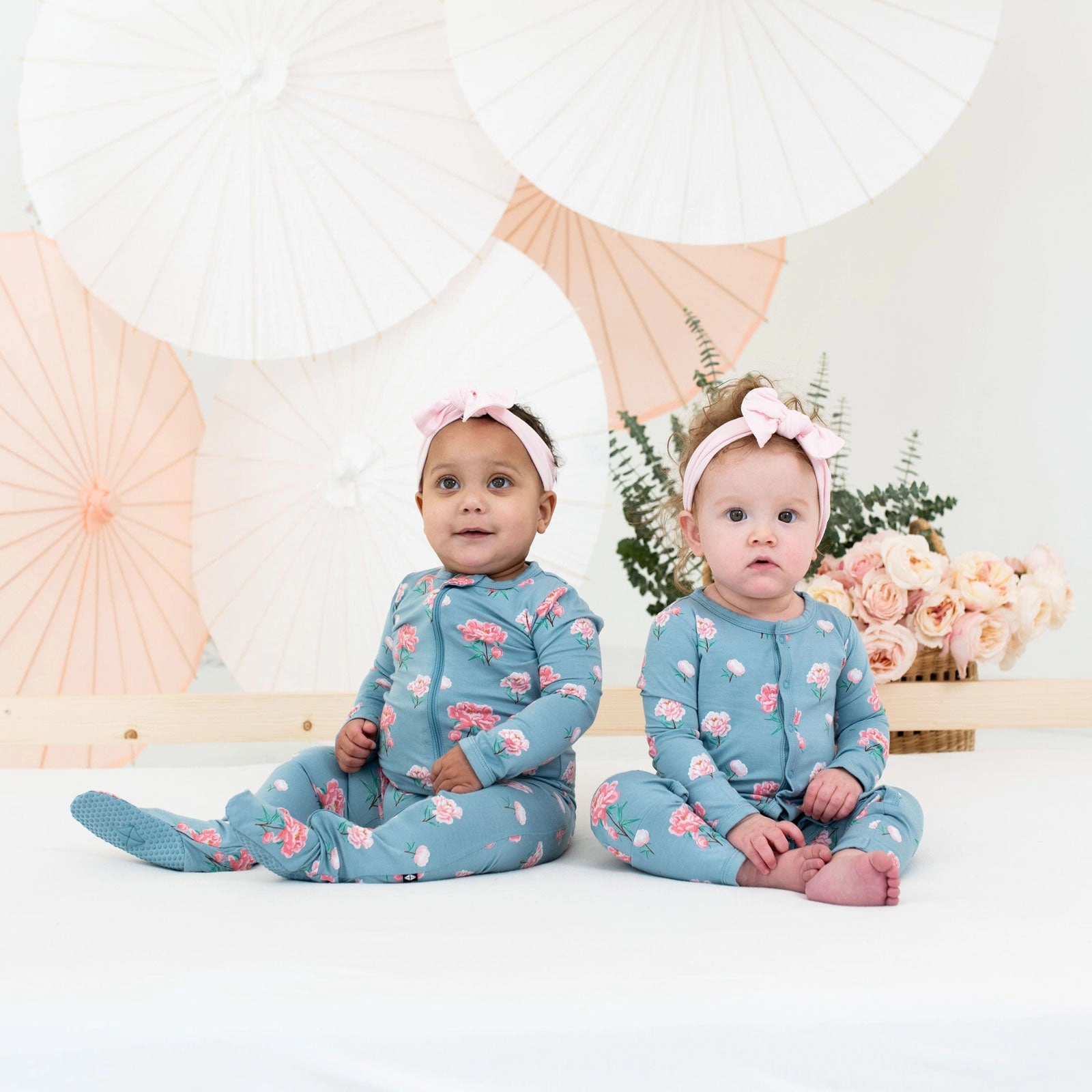 Zippered Footie Pajama - Peony
