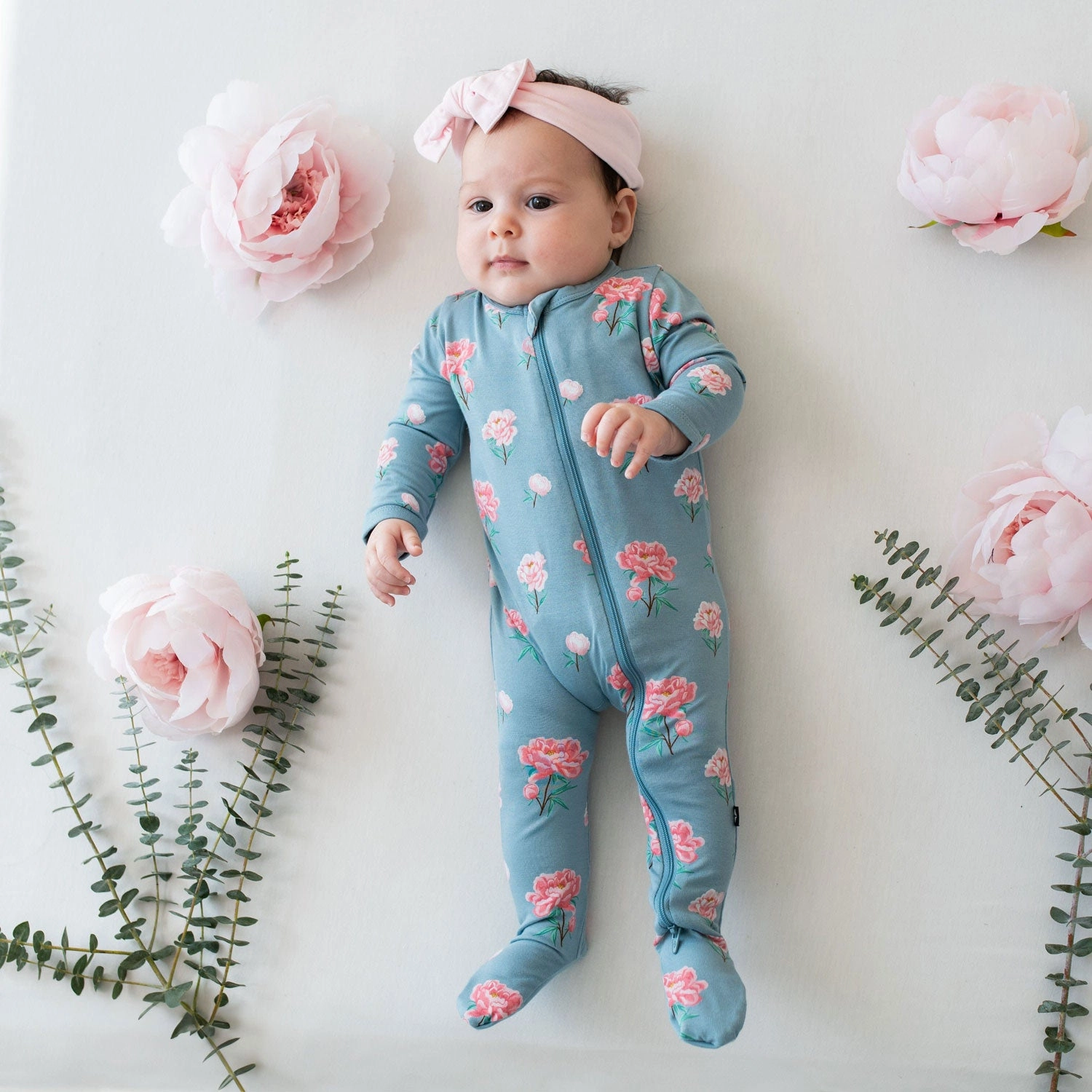 Zippered Footie Pajama - Peony